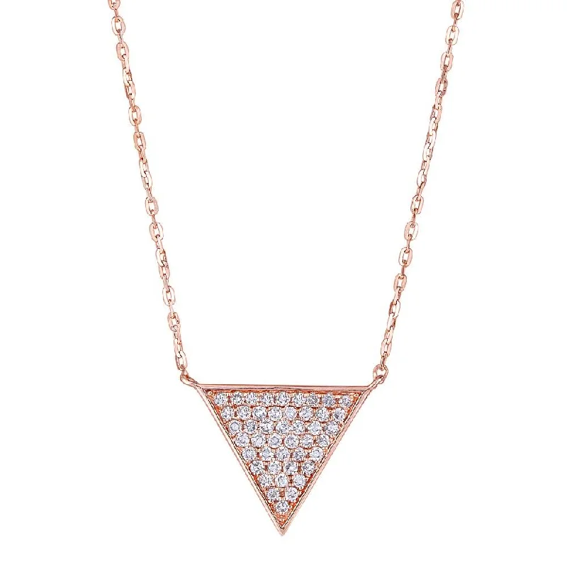 Ladies autumn hue necklaces -EMILIQUE 14KT GOLD .18 CTW DIAMOND PAVE TRIANGLE NECKLACE