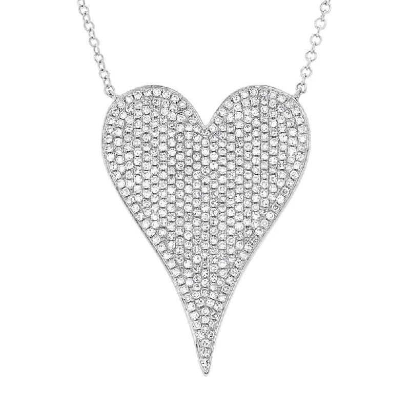 Ladies refined office necklaces -14KT GOLD 0.83 CTW DIAMOND PAVE HEART NECKLACE