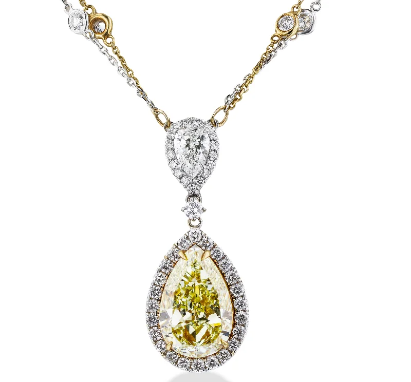 Ladies lively glow necklaces -18KT GOLD 10.13 YELLOW DIAMOND, 1.01CTW & 2.88CTW DIAMOND NECKLACE