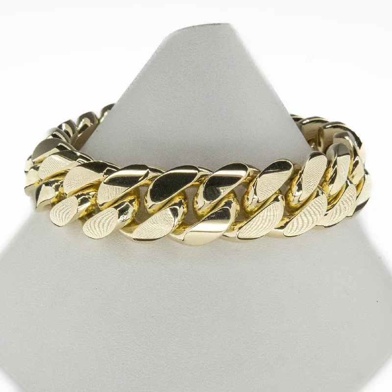 Ladies legacy charm bracelets -8.5" Solid Cuban Link Bracelet in 10K Yellow Gold - 155.3 grams