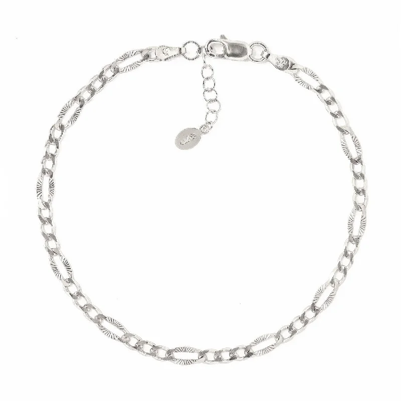 Ladies holy cross bracelets -Faceted Figaro Chain Bracelet