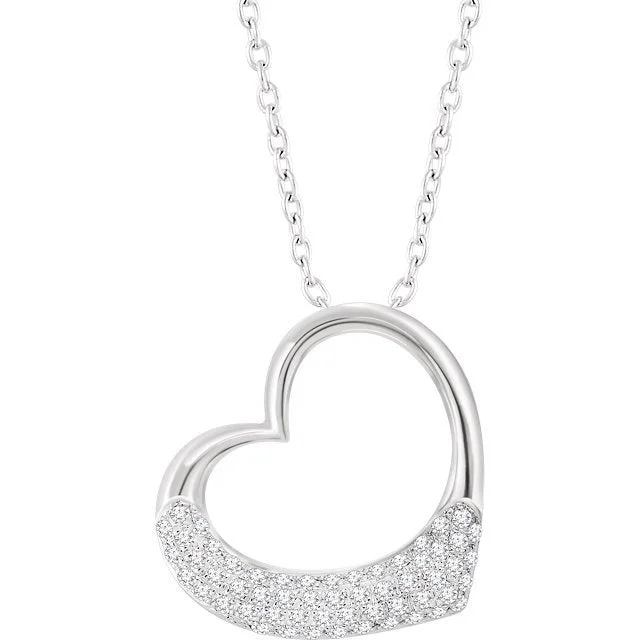 Ladies key charm necklaces -14KT WHITE GOLD 1/5 CTW DIAMOND 16-18" HEART NECKLACE