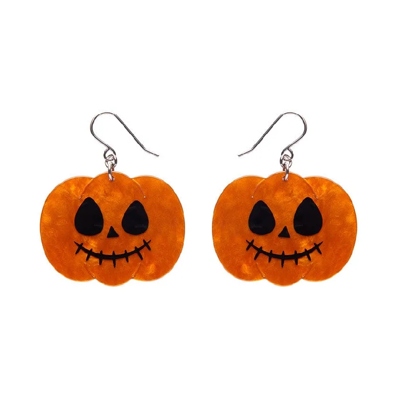 Ladies Earrings with Silver Spark-Erstwilder - Jack O Lantern Drop Earrings - Best of Halloween (2024)