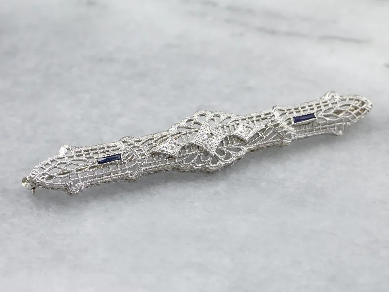 Ladies ethnic weave brooches -Art Deco Diamond Filigree Brooch