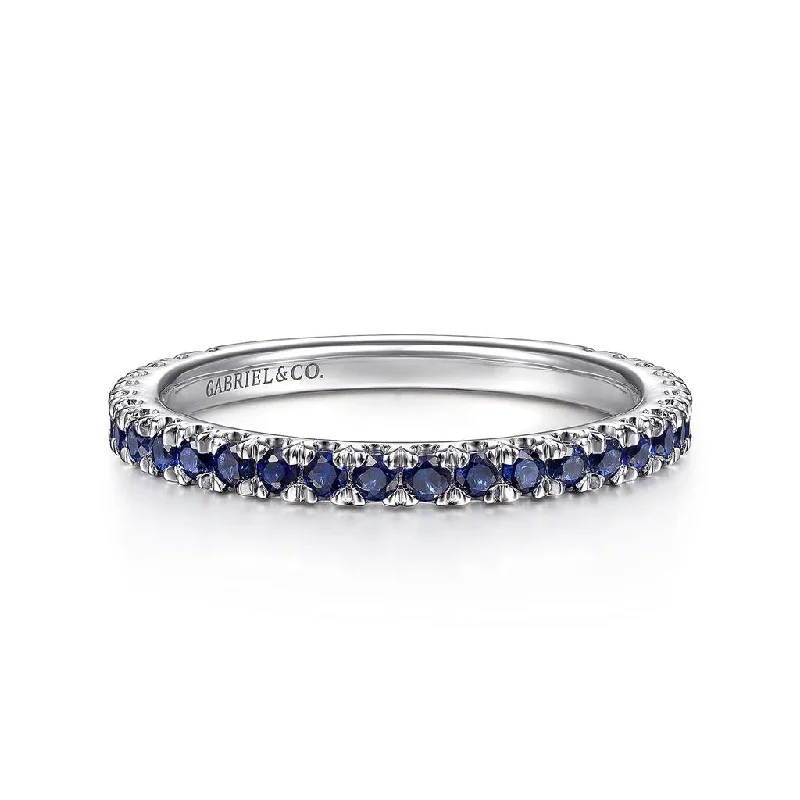 Ladies Rings for Pioneer Shine-Gabriel & Co. 14k White Gold Blue Sapphire Stackable Ring