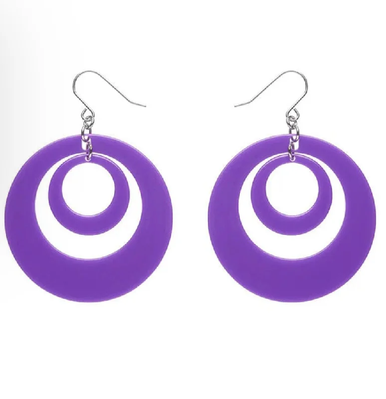 Ladies Earrings Open Glow-Erstwilder - Double Hoop Solid Drop Earrings - Purple