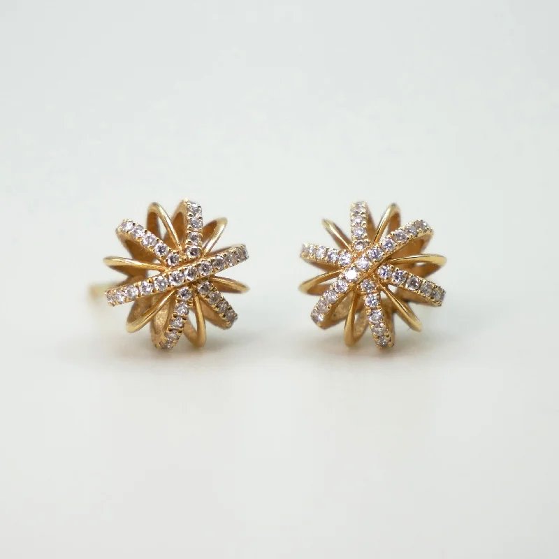 Ladies Earrings Unique Glow-18K Diamond Snowflake Earrings