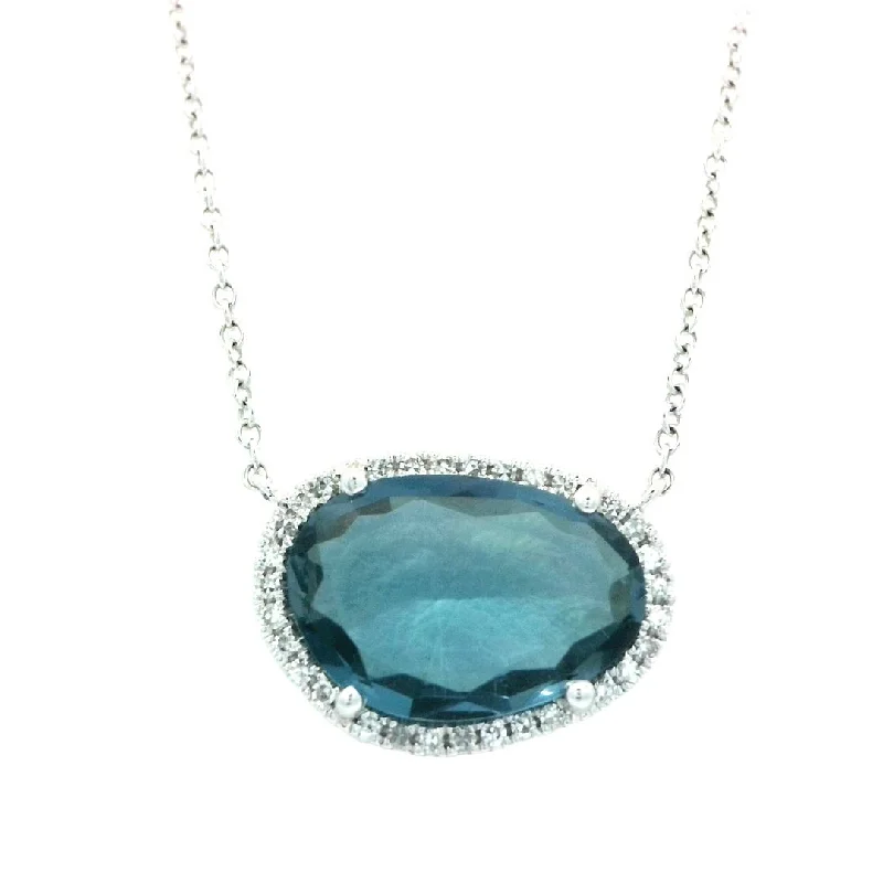 Ladies lush emerald necklaces -Blue Topaz Necklace in White Gold