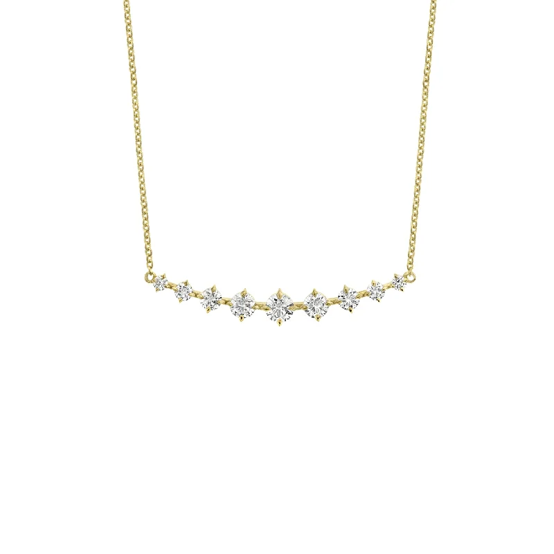 Ladies high sheen necklaces -Graduated Eclat 9 Diamond Necklace