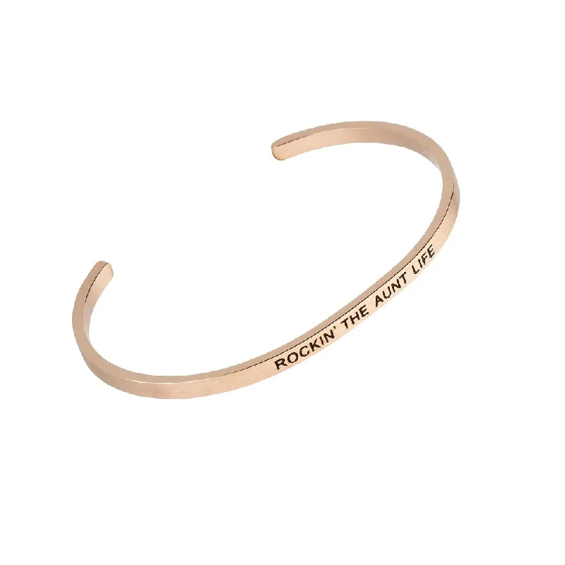 Ladies resilient steel bracelets -Rockin' The Aunt Life Rose Gold Embracelet