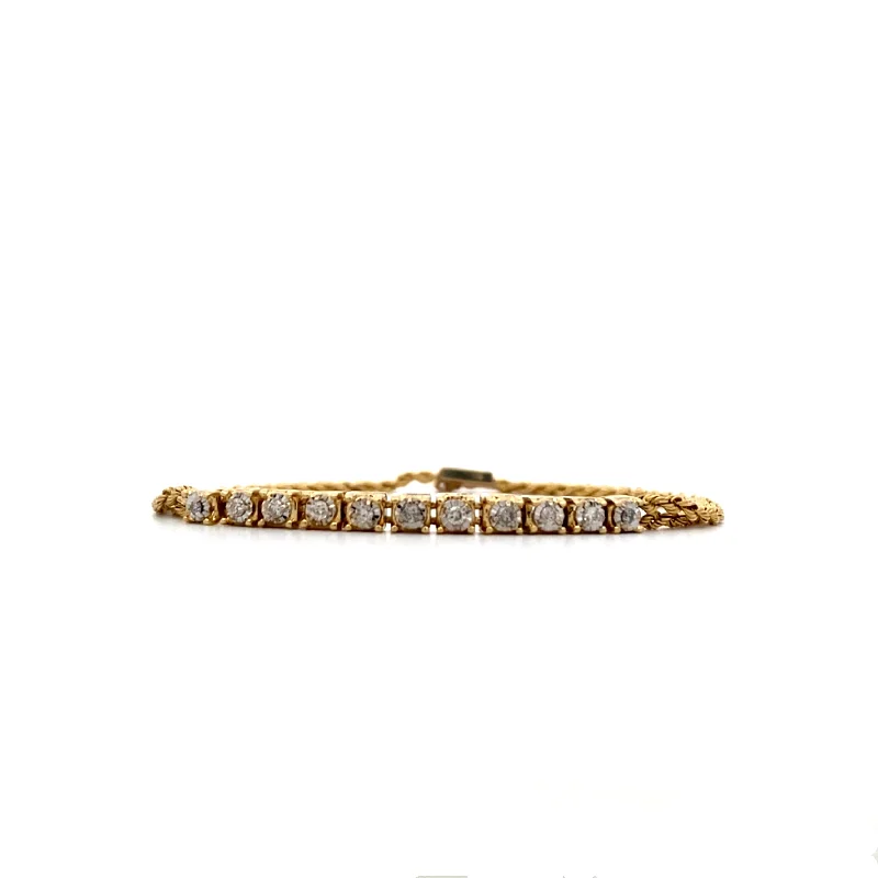 Ladies thick flair bracelets -Estate Fancy L:ink Diamond Bracelet in Yellow Gold