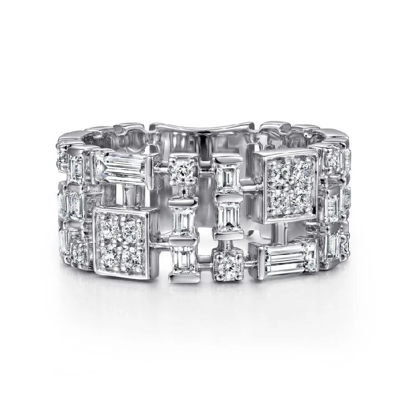 Ladies Rings for Founder Glow-Gabriel & Co. - LR52217W44JJ - 14K White Gold Wide Diamond Ring