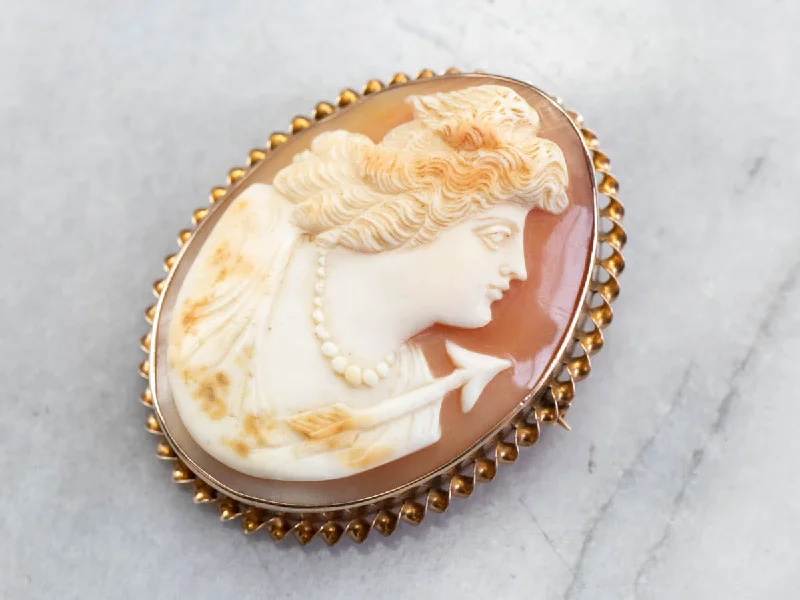 Ladies hexagonal flash brooches -Greek Goddess Artemis Cameo Brooch or Pendant