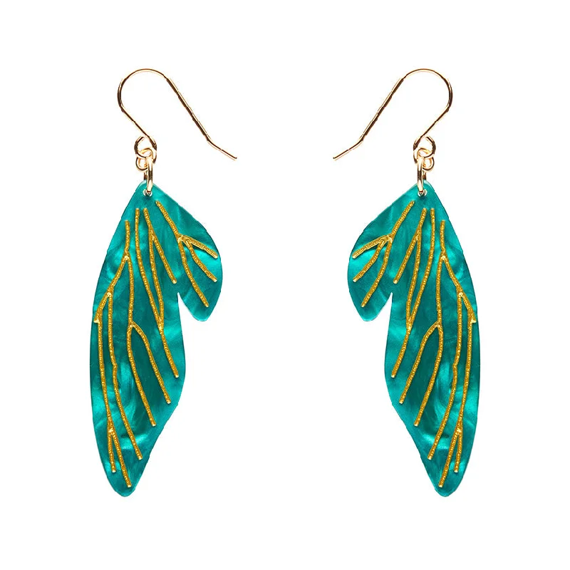 Ladies Earrings Thick Glow-Erstwilder - Fairy Wing Drop Essential Earrings - Mint