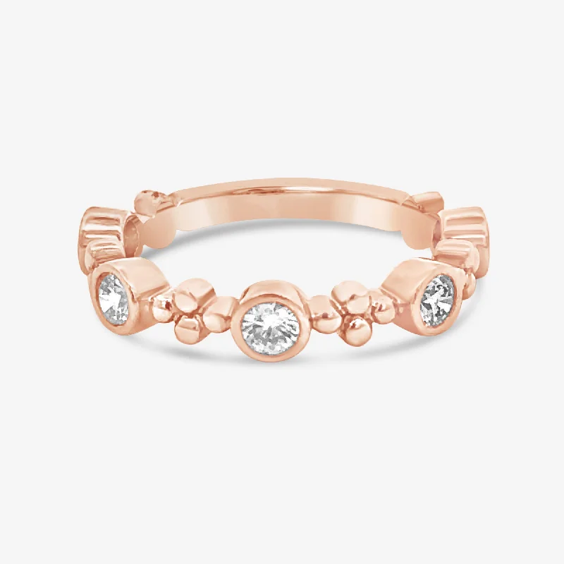 Ladies Rings with Sunny Citrine-Rose Gold Diamond Stackable Ring