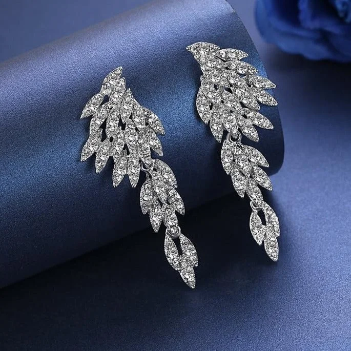 Ladies Earrings with Anchor Shine-MEC-005 Wedding Jewelry Bridal Long Clip Earrings