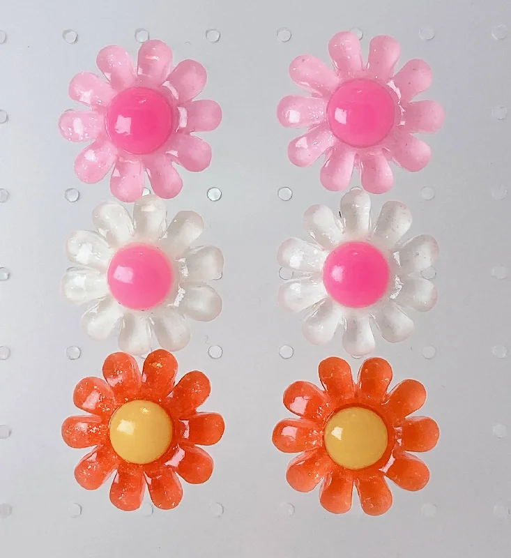 Ladies Earrings Thick Glow-Instant Shipping! Flower Power Earrings (3 Colors)