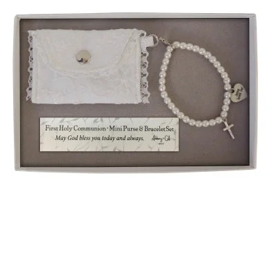 Ladies desert dune bracelets -1st Communion Mini Purse with Pearl Bracelet Boxed Gift