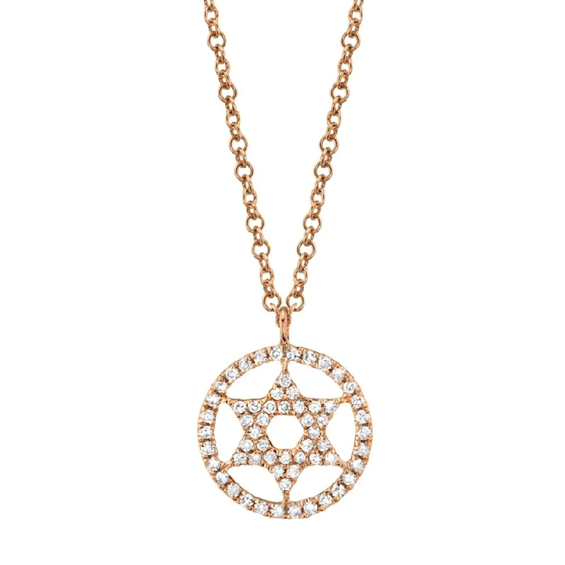 Ladies lunar charm necklaces -14KT Gold Diamond Star of David Necklace