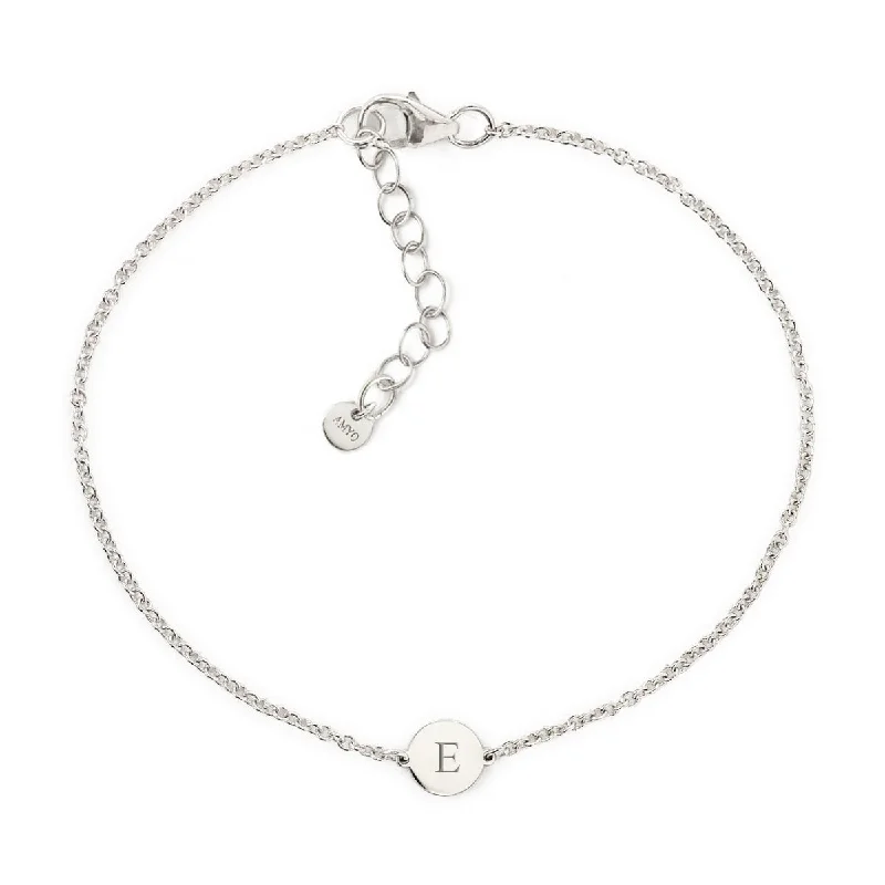 Ladies slender chain bracelets -Engraved Tiny Disc Bracelet