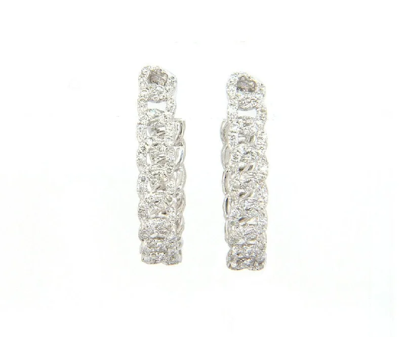 Ladies Earrings for Holiday Shine-New 1.36ctw Diamond Curb Link Style Hoop Earrings in 14K