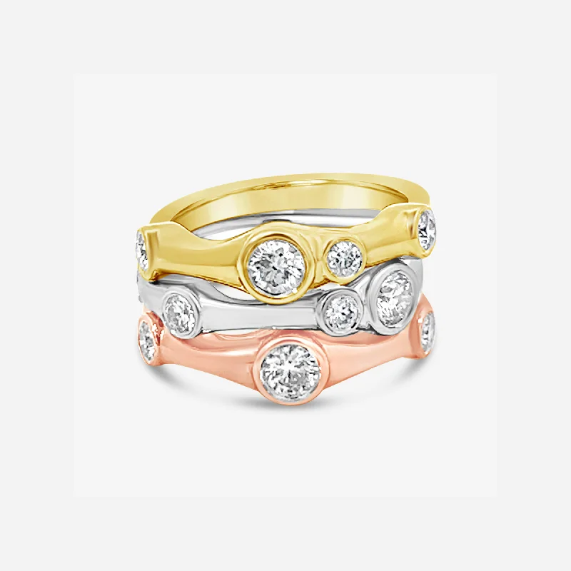 Ladies Rings Curved Glow-Stackable Diamond Bezel Rings