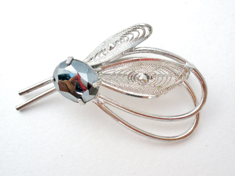 Ladies night shimmer brooches -Zeidell's Sterling Silver Hematite Brooch Pin