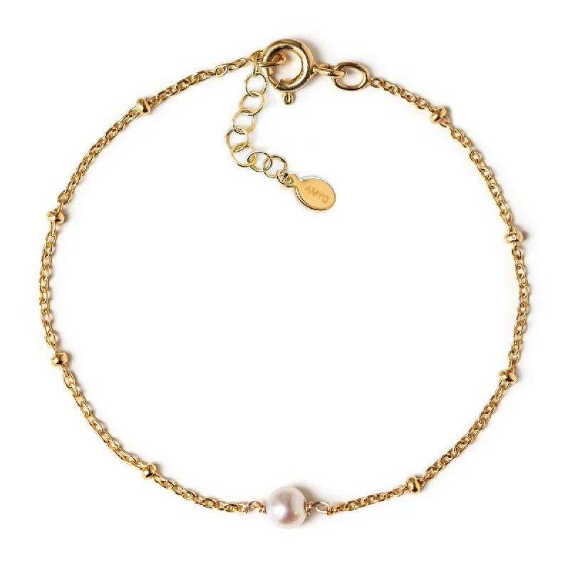 Ladies dog paw bracelets -Pearl Bead Chain Bracelet