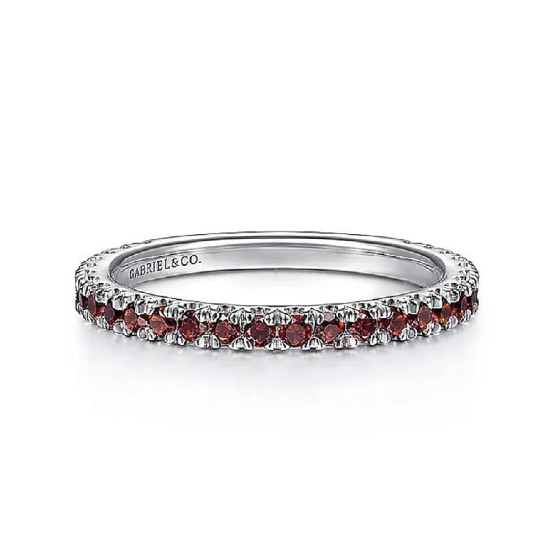 Ladies Rings with Plum Axinite-Gabriel & Co. 14K White Gold Garnet Stackable Ring