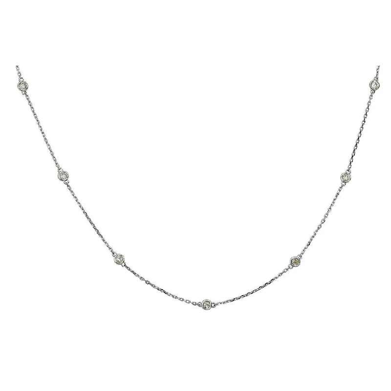 Ladies holiday cheer necklaces -14KT 1.00CT ROUND DIAMONDS BY THE YARD NECKLACE 18"-2 COLORS