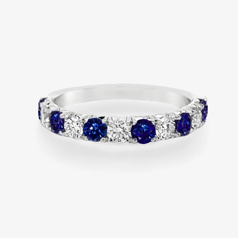 Ladies Rings with Arrow Spark-0.70CT Sapphire & Diamond Halfway Ring