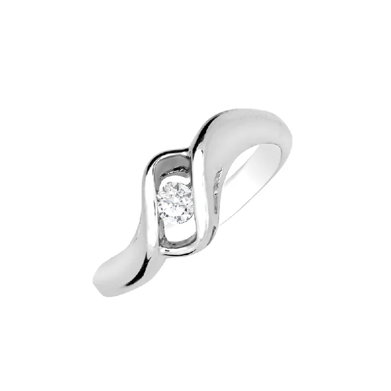 Ladies Rings for Kin Shine-Sterling silver with 0.12ct round diamond ring HB14758DISS