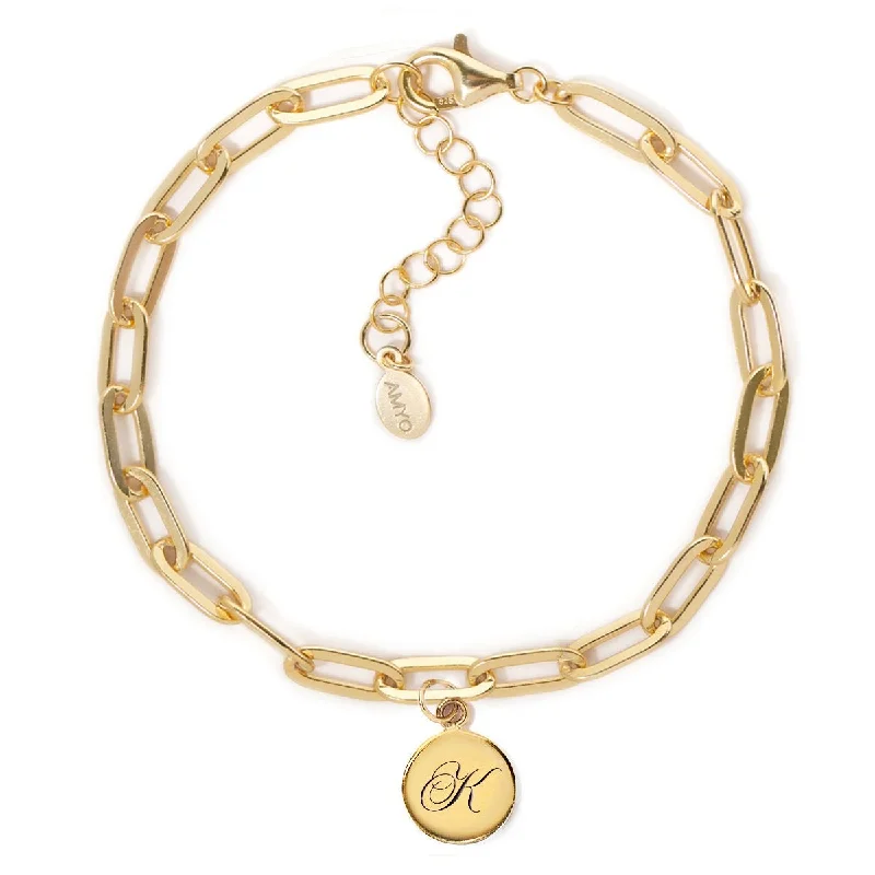 Ladies radiant Swarovski bracelets -Engraved Charm Thick Chain Bracelet