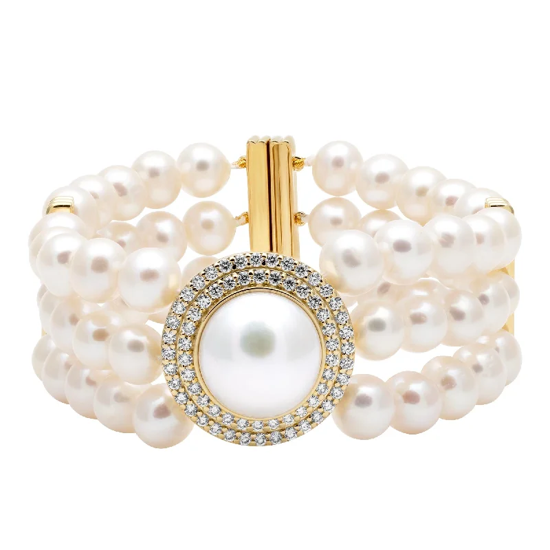 Ladies Mother’s joy bracelets -Bracelet - Freshwater Pearl And Diamond