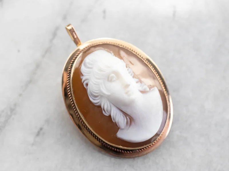 Ladies oval shine brooches -Mid Century Cameo Brooch or Pendant