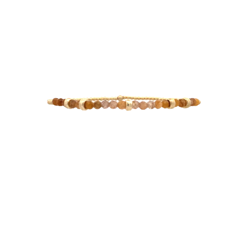 Ladies dragon flare bracelets -2mm Citrine and Rondelle Stretch Bracelet in Yellow Gold by Karen Lazar