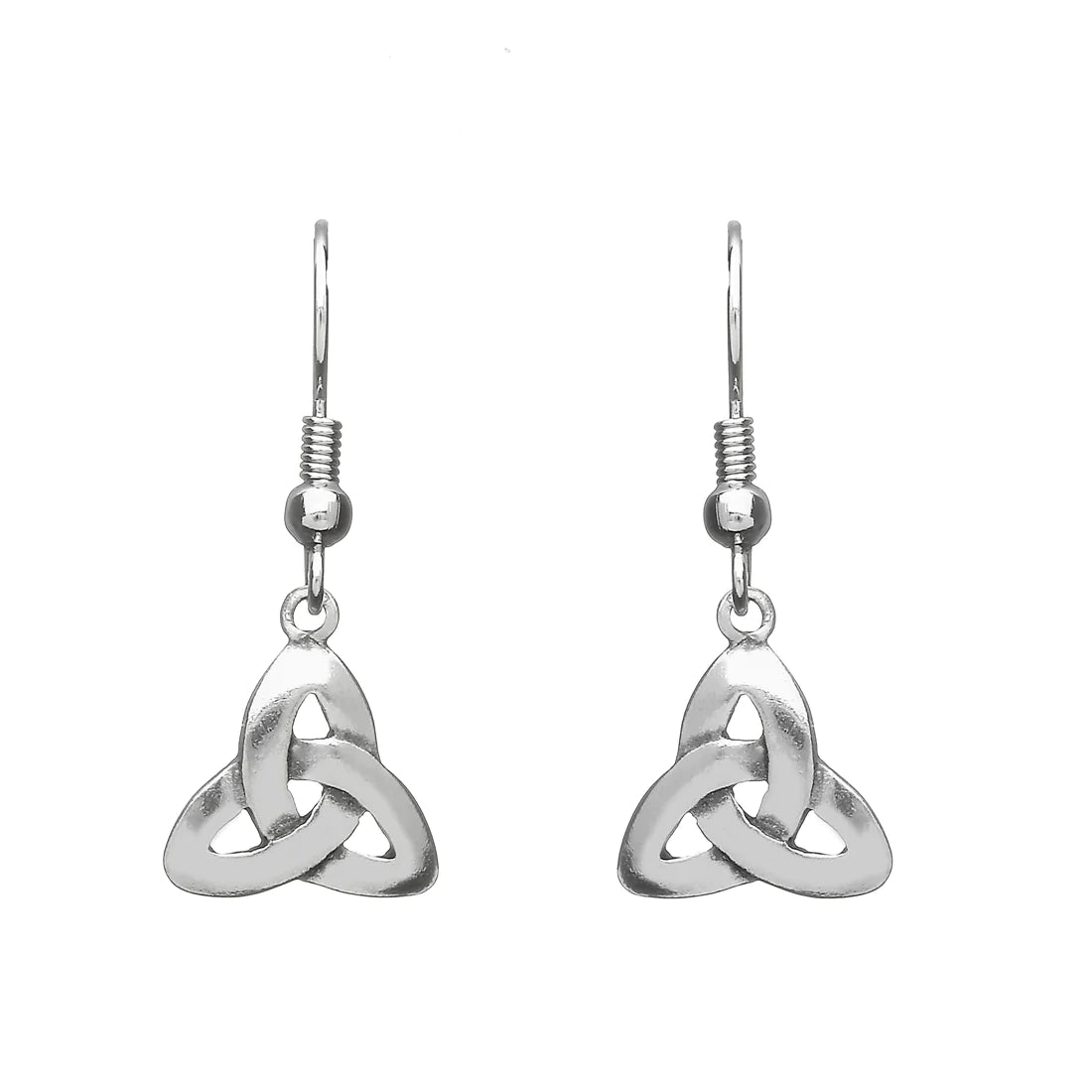 Ladies Earrings for Office Glow-Celtic Trinity Knot Pewter Drop Earrings by Celtic Legends / Amethyst Irish Jewellery