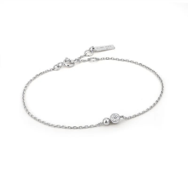 Ladies dazzling shimmer bracelets -Orb Sparkle CZ Chain Bracelet in Silver by Ania Haie