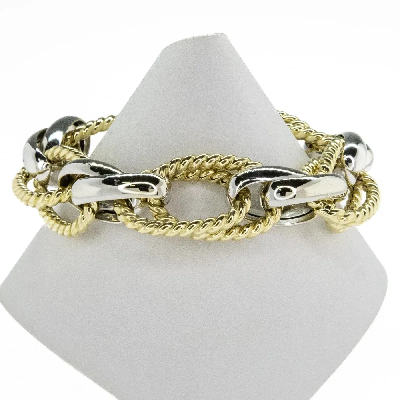 Ladies light touch bracelets -Hollow Gold Fashion Bracelet 8.7" in 14K Two Tone Gold