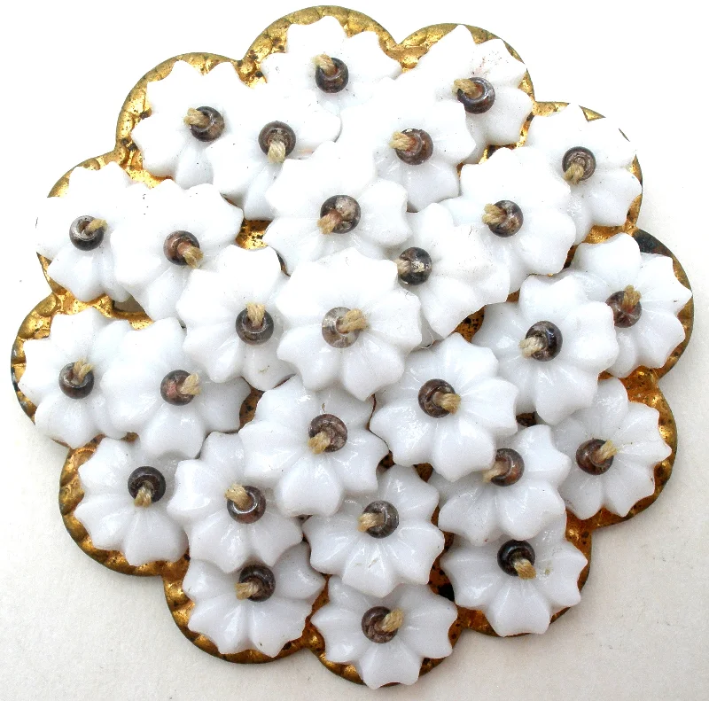 Ladies wave shine brooches -Early Miriam Haskell White Flower Brooch Vintage