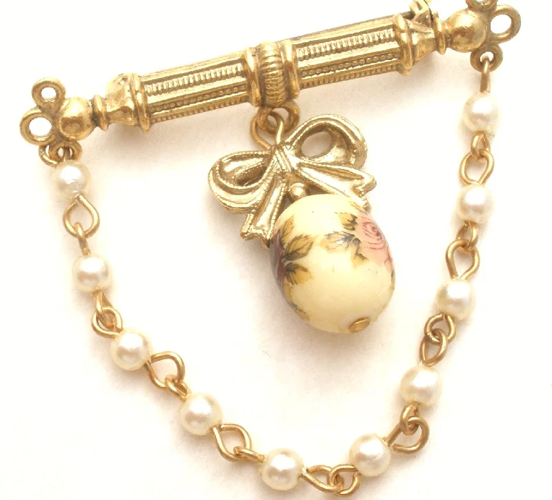 Ladies joyful gleam brooches -1928 Co Rose & Pearl Brooch Vintage