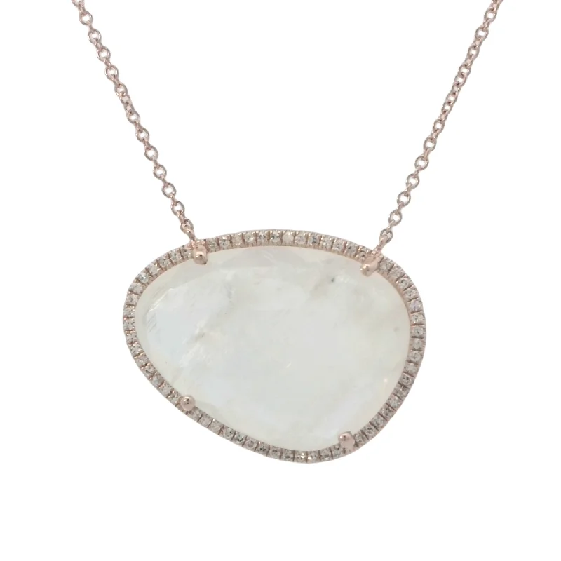 Ladies spirited boho necklaces -Moonstone Necklace in Rose Gold