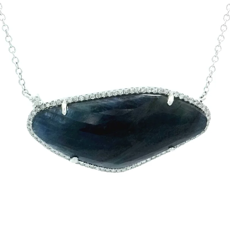 Ladies gleaming platinum necklaces -Sapphire Necklace in White Gold