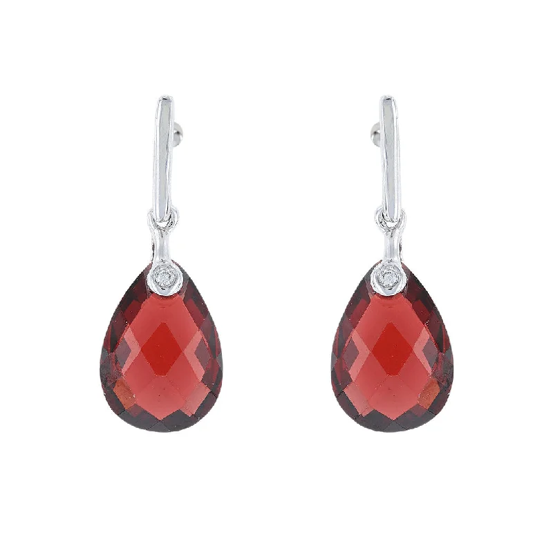 Ladies Earrings with Cream Howlite-Garnet & Diamond Briolette Earrings