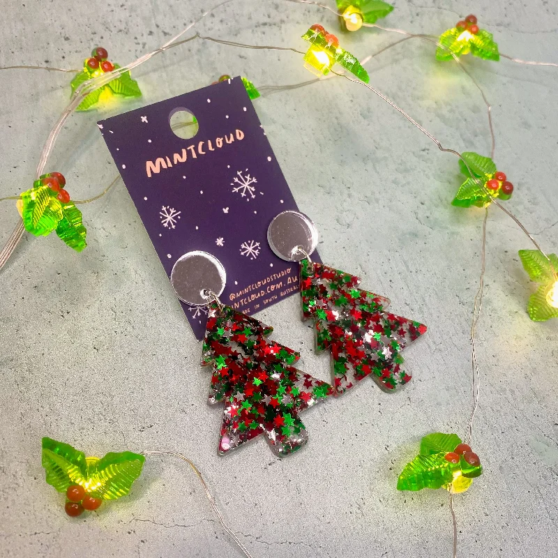 Ladies Earrings for Special Shine-Mintcloud Christmas Earrings - Confetti Tree