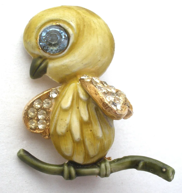 Ladies space gleam brooches -Har Bird Brooch Pin Enamel & Rhinestones Vintage