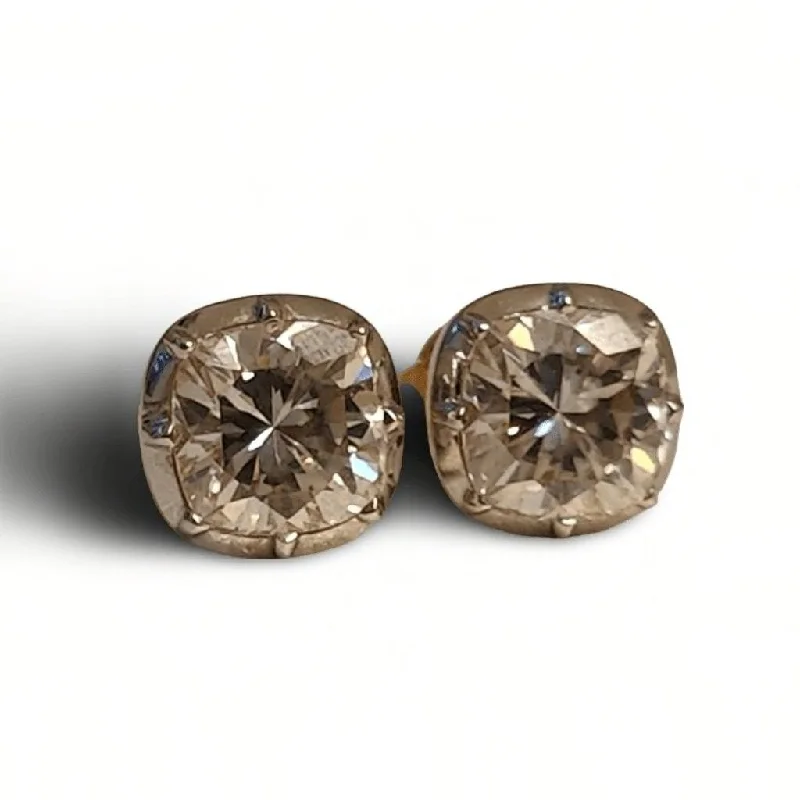 Ladies Earrings for Casual Glow-18K Georgian Victorian Cushion Cut Moissanite Stud Earrings