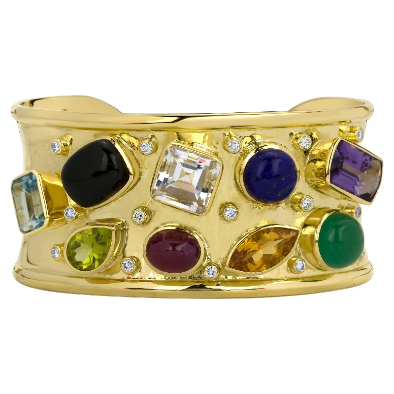 Ladies jet black bracelets -Bangle -  Black Onyx, Green Onyx, Ruby, Lapis Lazuli, Citrine, Amethyst, Whitetopaz, Peridot, Blue Topaz And Diamond