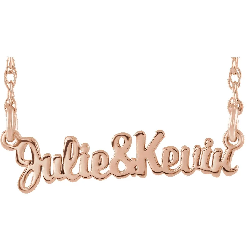 Ladies enchanted glow necklaces -14KT GOLD SCRIPT COUPLES NAMEPLATE NECKLACE