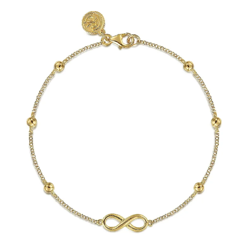 Ladies solar flare bracelets -7" Bujukan Infinity Bracelet in Yellow Gold by Gabriel & Co.